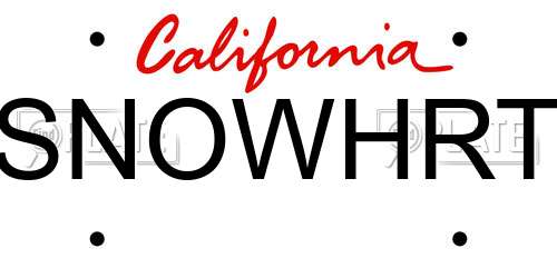 SNOWHRT California License Plate