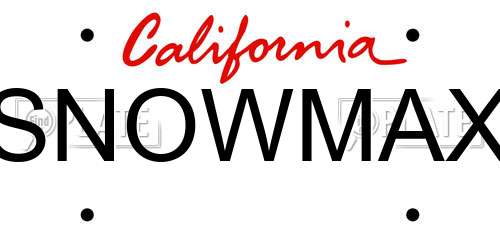 SNOWMAX California License Plate