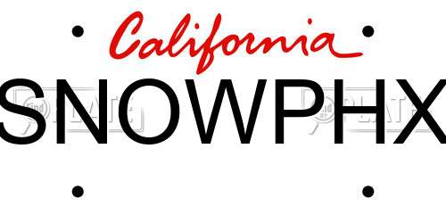 SNOWPHX California License Plate