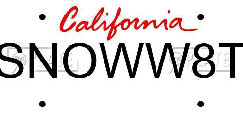 SNOWW8T California License Plate