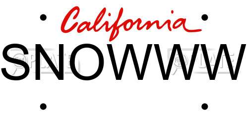 SNOWWW California License Plate