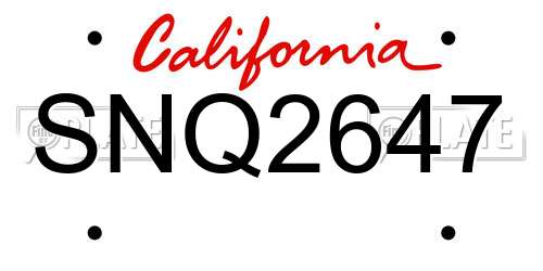 SNQ2647 California License Plate