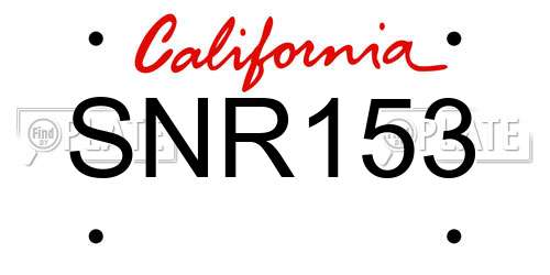 SNR153 California License Plate