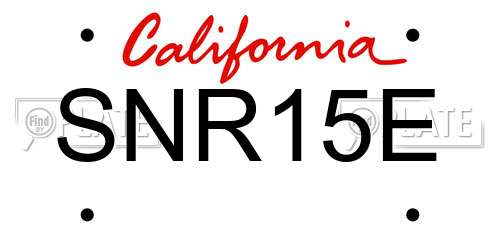 SNR15E California License Plate