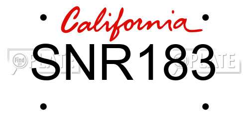 SNR183 California License Plate