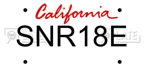 SNR18E California License Plate