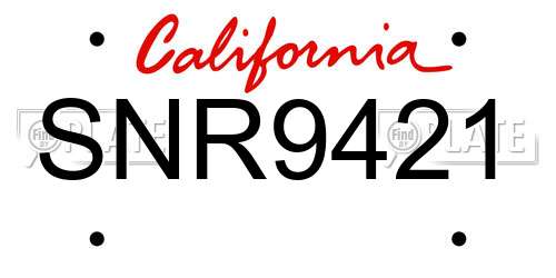 SNR9421 California License Plate