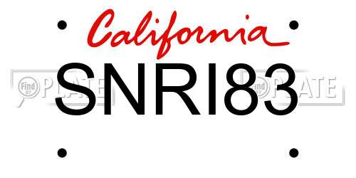 SNRI83 California License Plate