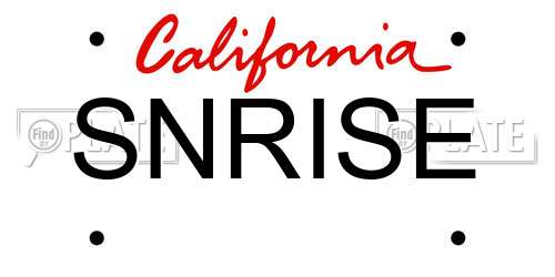 SNRISE California License Plate