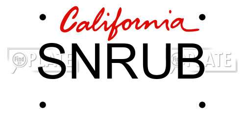 SNRUB California License Plate