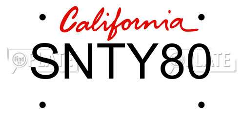 SNTY80 California License Plate