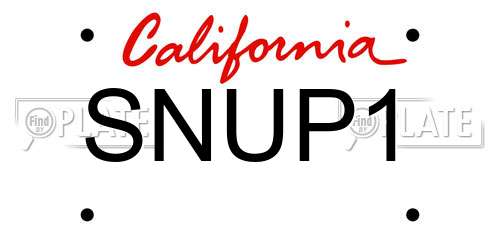 SNUP1 California License Plate