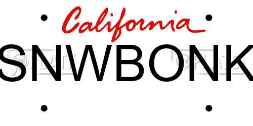SNWBONK California License Plate