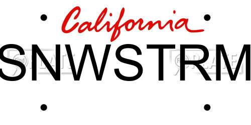 SNWSTRM California License Plate