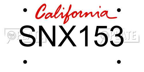 SNX153 California License Plate