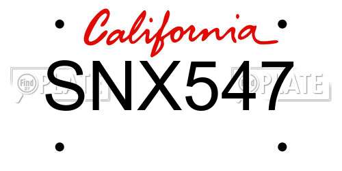SNX547 California License Plate