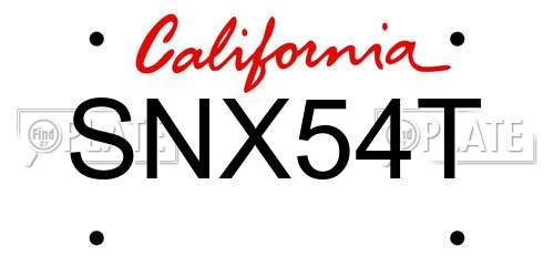 SNX54T California License Plate