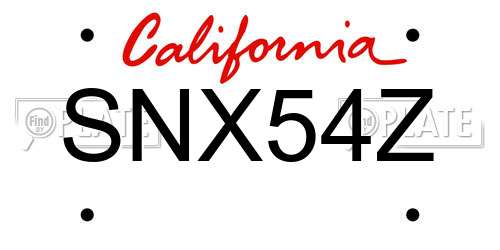 SNX54Z California License Plate