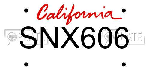 SNX606 California License Plate