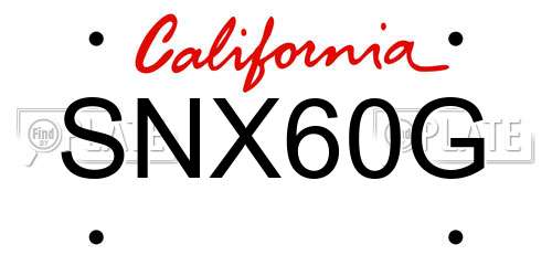 SNX60G California License Plate