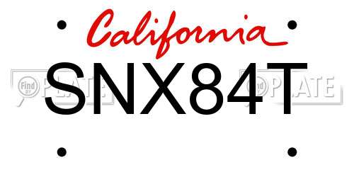 SNX84T California License Plate