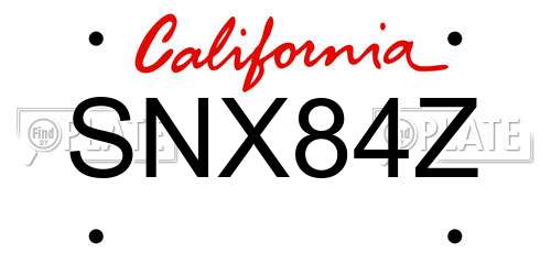 SNX84Z California License Plate