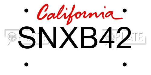 SNXB42 California License Plate
