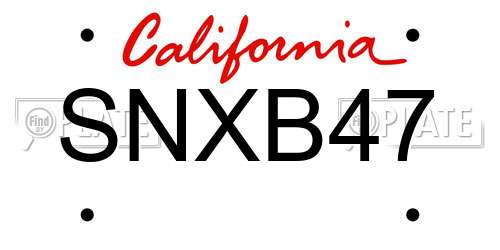 SNXB47 California License Plate