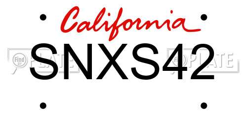SNXS42 California License Plate