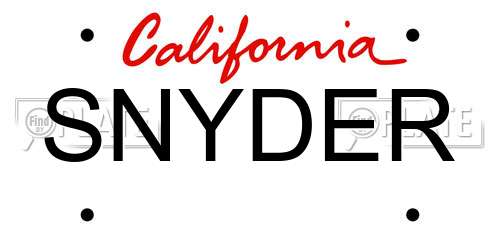 SNYDER California License Plate