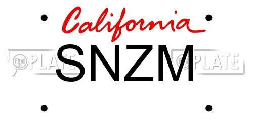 SNZM California License Plate
