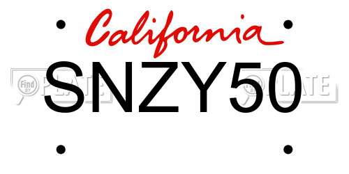 SNZY50 California License Plate