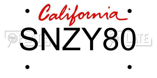 SNZY80 California License Plate