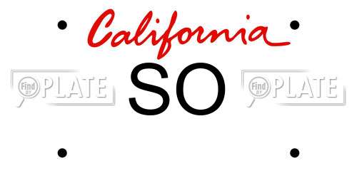 SO California License Plate