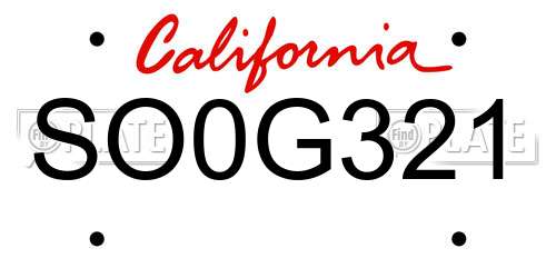 SO0G321 California License Plate