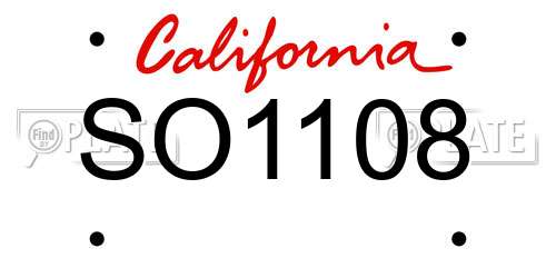 SO1108 California License Plate