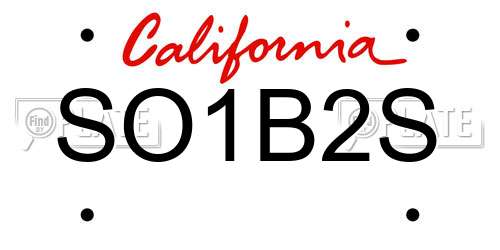 SO1B2S California License Plate