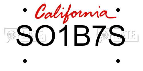 SO1B7S California License Plate