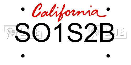 SO1S2B California License Plate
