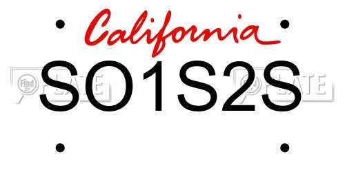 SO1S2S California License Plate