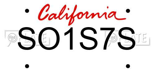 SO1S7S California License Plate