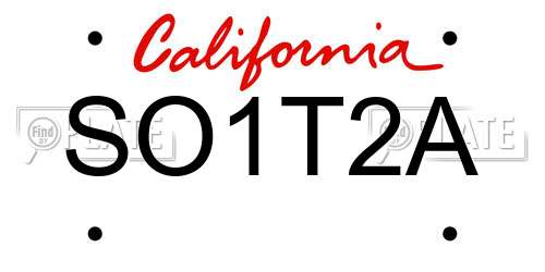 SO1T2A California License Plate