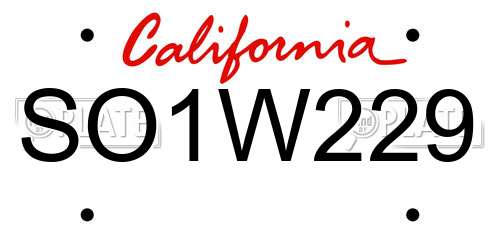 SO1W229 California License Plate