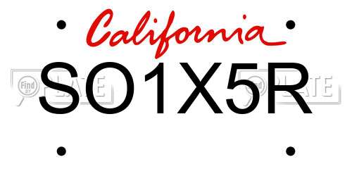 SO1X5R California License Plate