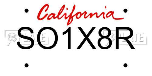 SO1X8R California License Plate