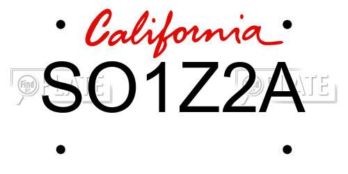 SO1Z2A California License Plate