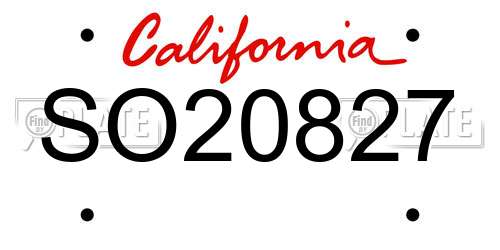 SO20827 California License Plate