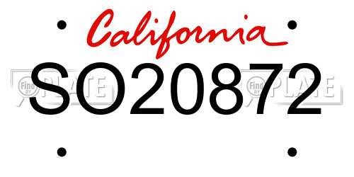 SO20872 California License Plate