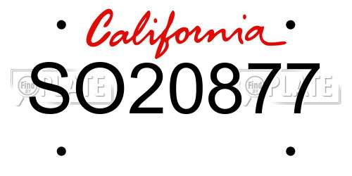 SO20877 California License Plate