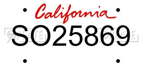 SO25869 California License Plate
